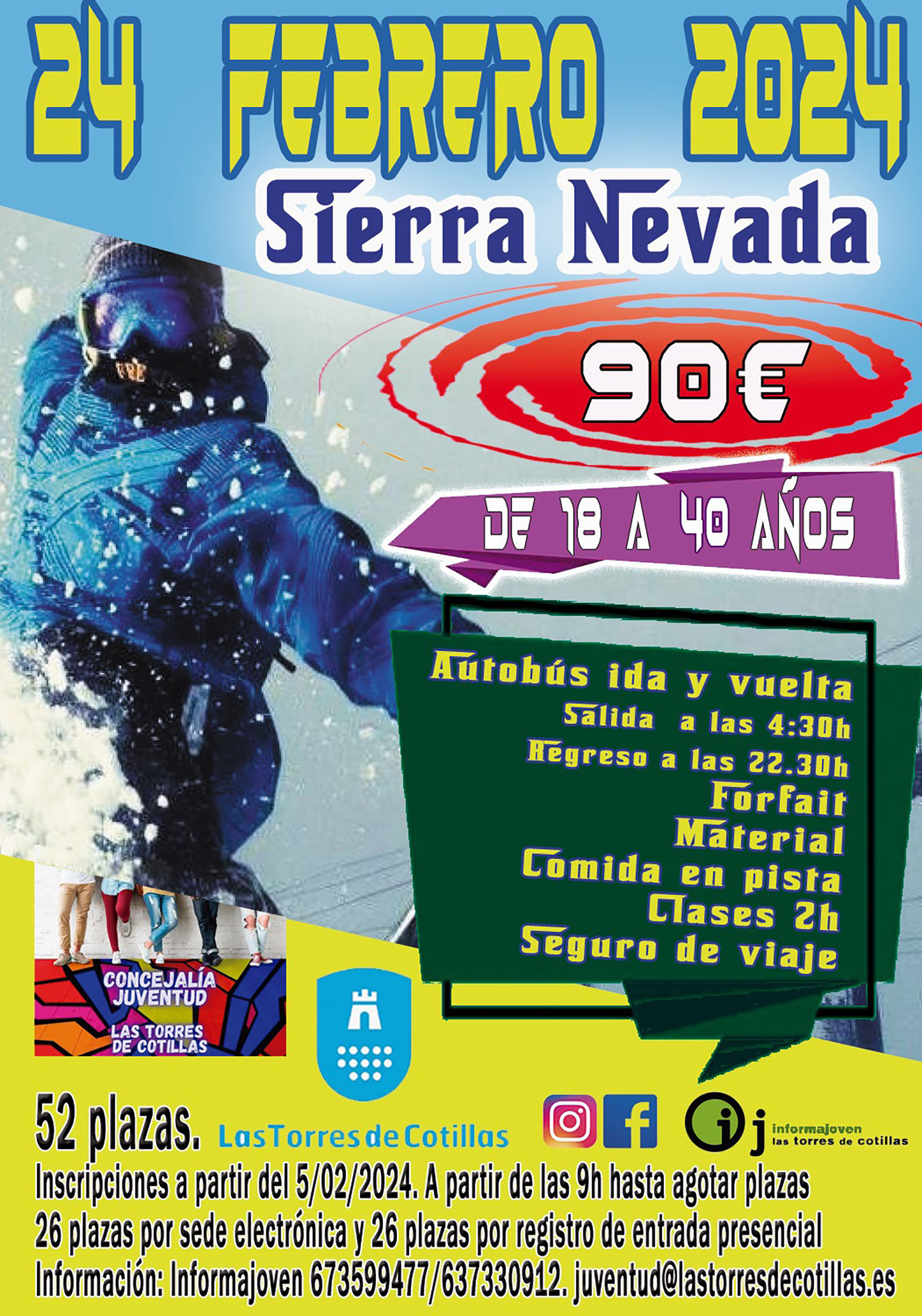 La Concejalía de Juventud organiza un viaje para esquiar en Sierra Nevada