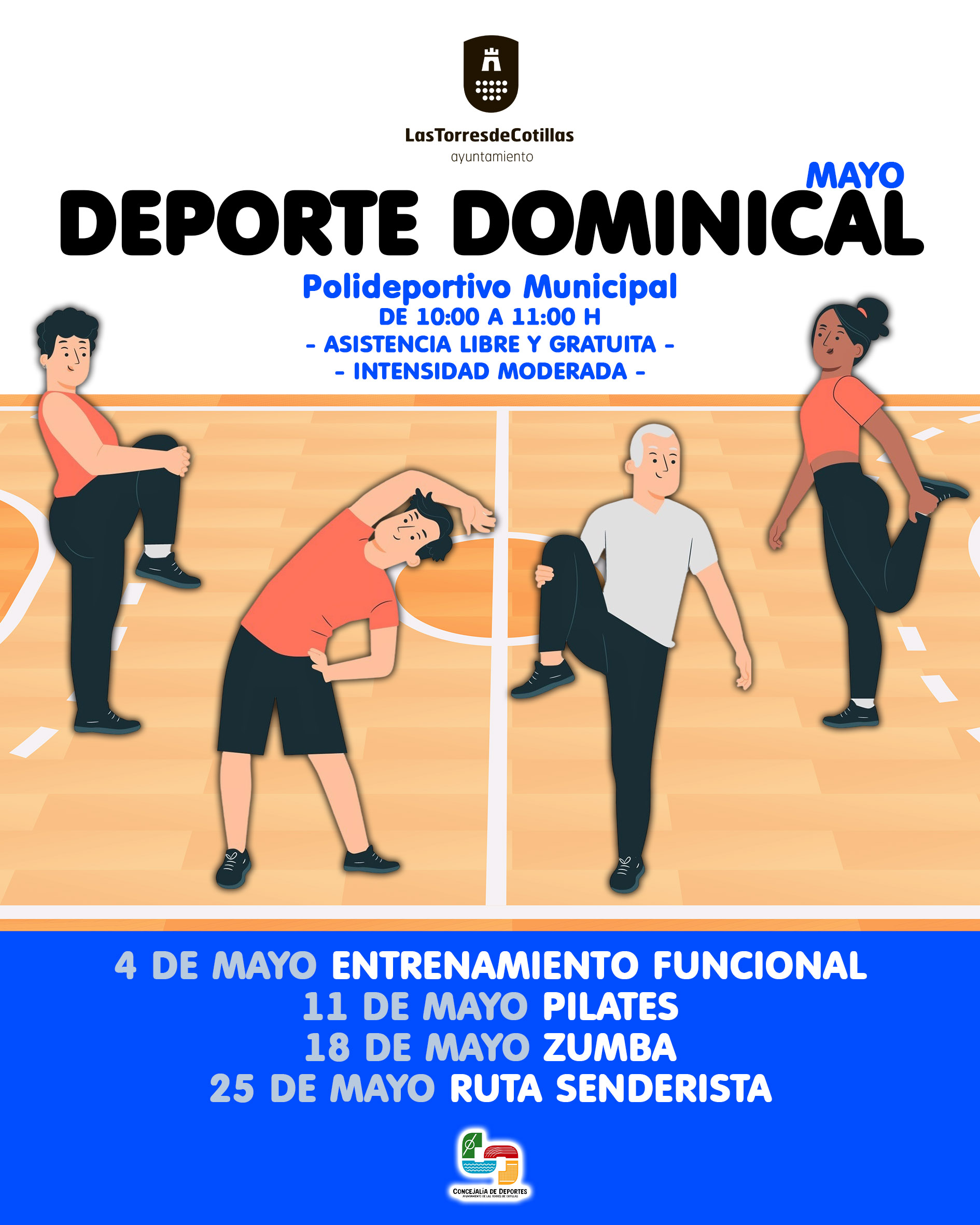 Entrenamiento funcional, pilates, zumba y una ruta senderista en el “Deporte Dominical” de mayo