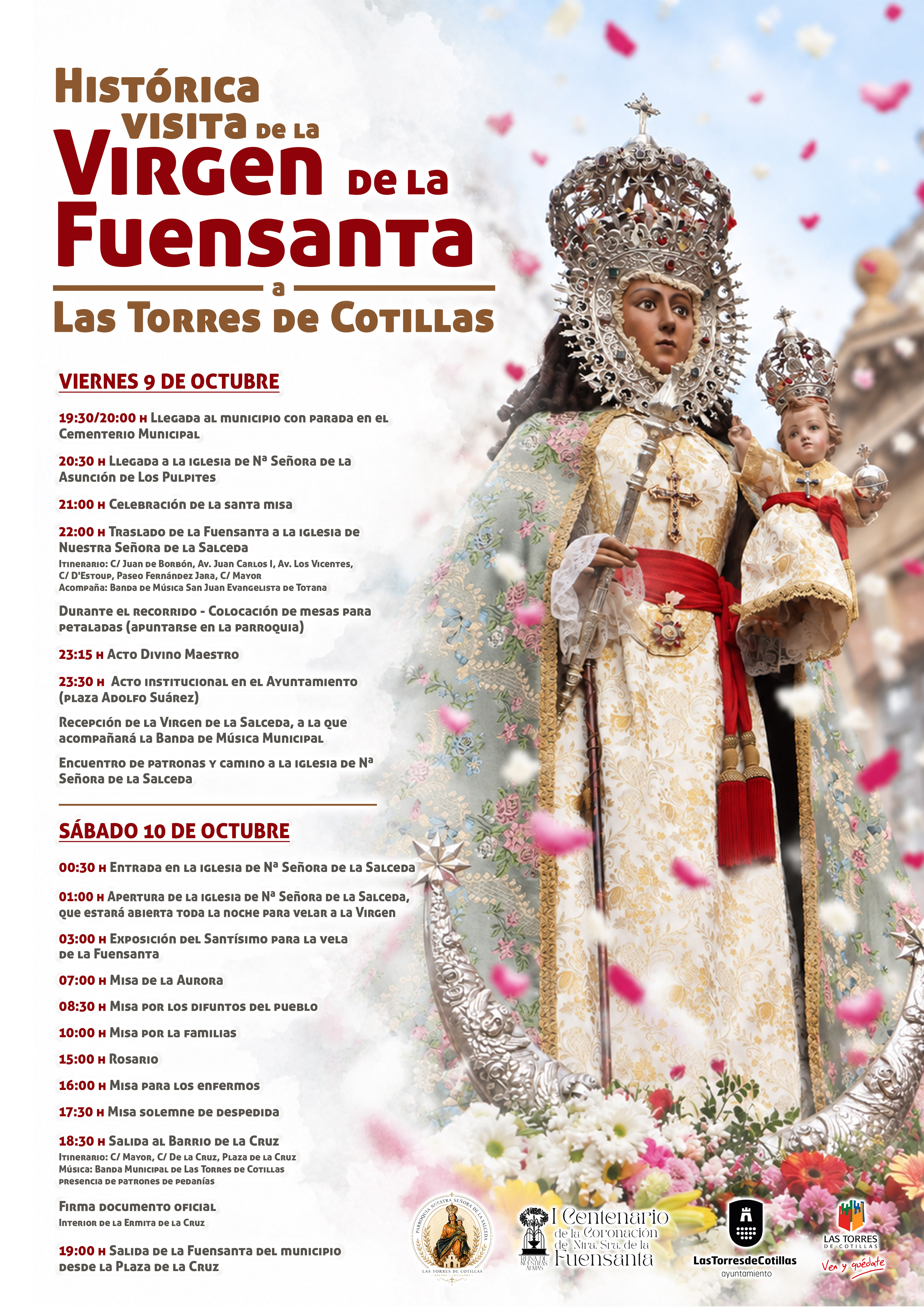 Todo preparado en Las Torres de Cotillas para la histórica visita de la Virgen de la Fuensanta