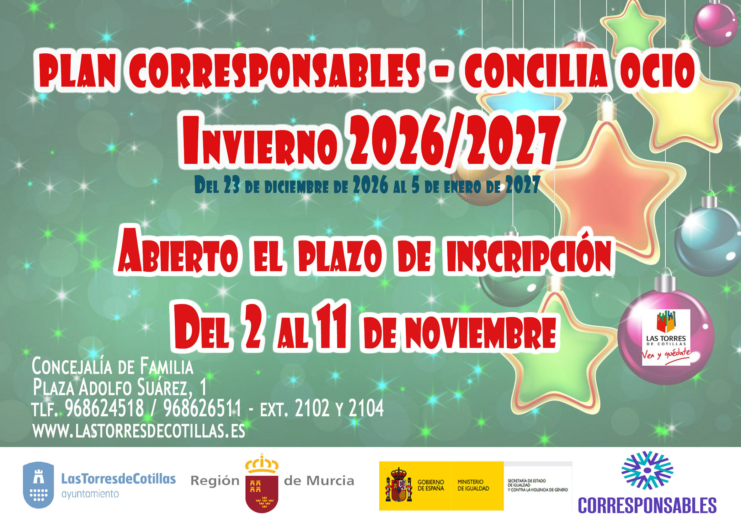80 plazas para favorecer la conciliación familiar en el Concilia Ocio Invierno 2026-27 