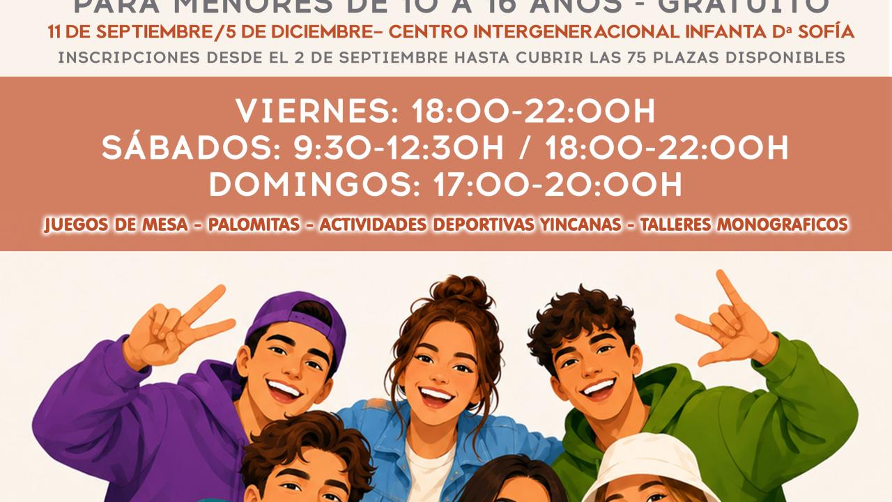 Tres meses de actividades gratuitas para menores de 10 a 16 años con el punto de encuentro juvenil