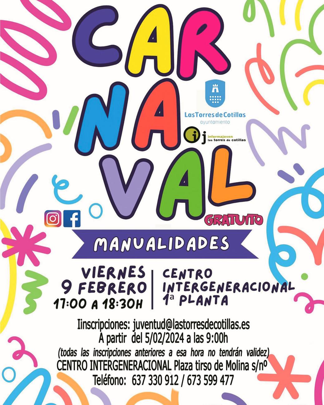 La Concejalía de Juventud propone un taller gratuito de manualidades de Carnaval
