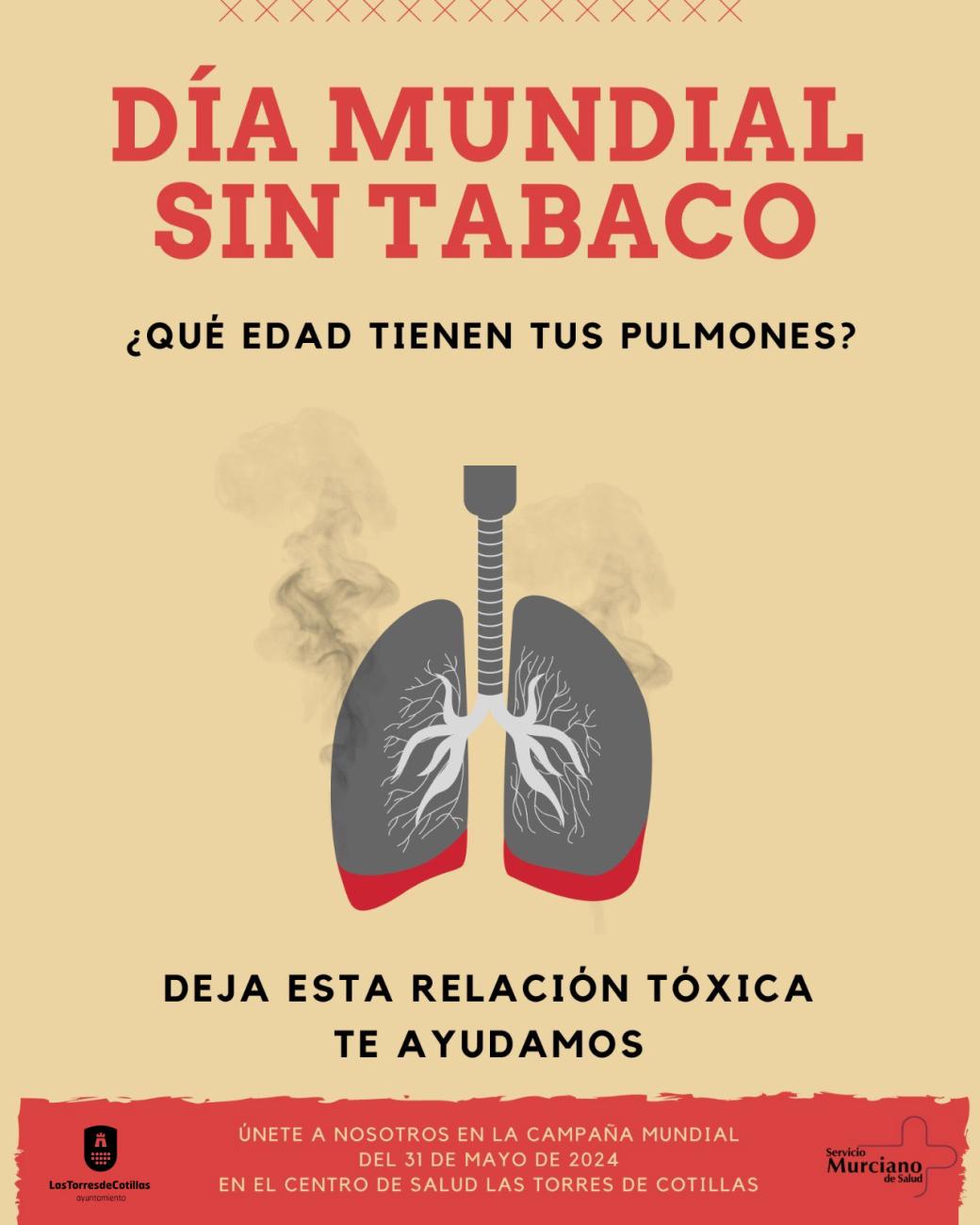 Las Torres de Cotillas conmemorará el día mundial sin tabaco con una jornada de sensibilización contra esta adicción