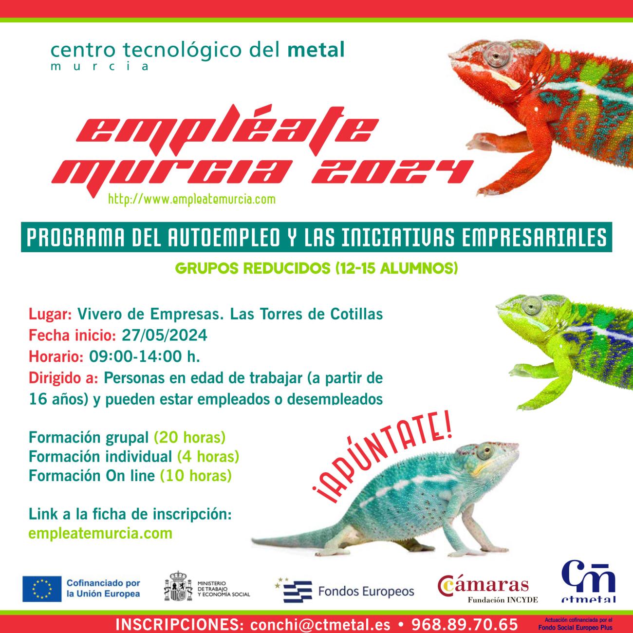 Nueva edición del “Empléate Murcia”, programa gratuito de fomento del autoempleo y el emprendimiento
