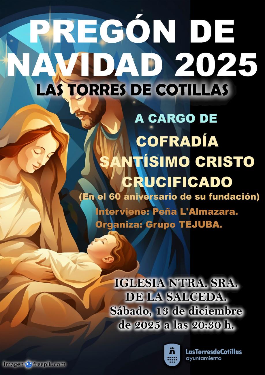 La Cofradía del Santísimo Cristo Crucificado pregonará la Navidad 2025 